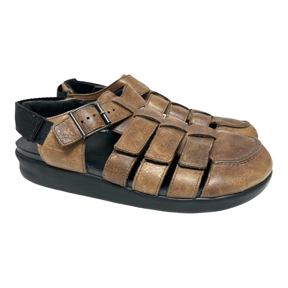 SAS Endeavor Fisherman Sandals Leather 10 Brown Comfort Heel Strap Outdoor Casua